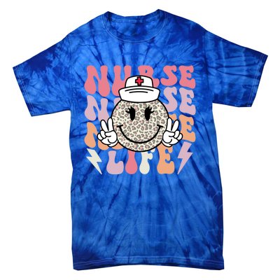 Leopard Smile Face Rn Nurse Life Nursing School Nurse Week Cute Gift Tie-Dye T-Shirt