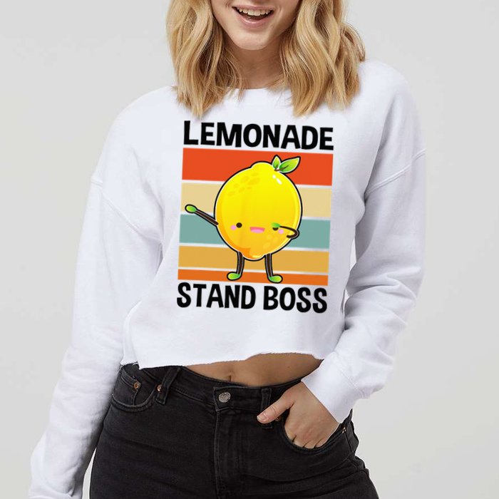 Lemonade Squad For Stand Boss Lemon Juice Summer Cropped Pullover Crew