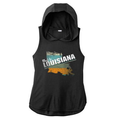 Louisiana State Flag Souvenir Gift Ladies PosiCharge Tri-Blend Wicking Draft Hoodie Tank