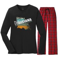 Louisiana State Flag Souvenir Gift Women's Long Sleeve Flannel Pajama Set 