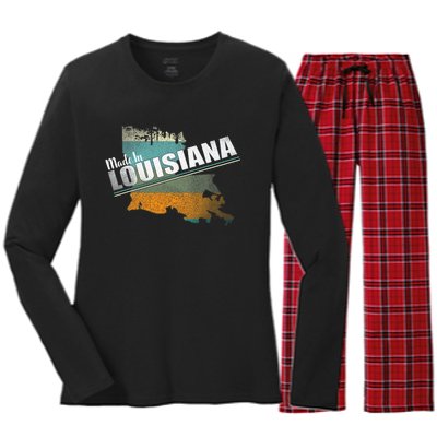 Louisiana State Flag Souvenir Gift Women's Long Sleeve Flannel Pajama Set 