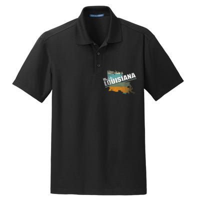 Louisiana State Flag Souvenir Gift Dry Zone Grid Polo