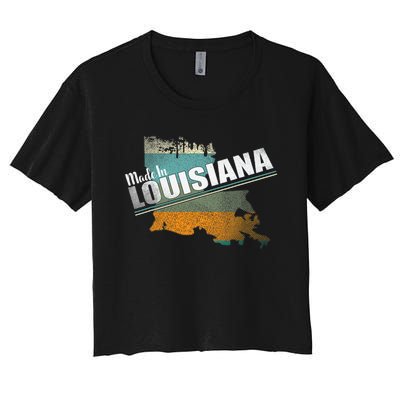 Louisiana State Flag Souvenir Gift Women's Crop Top Tee