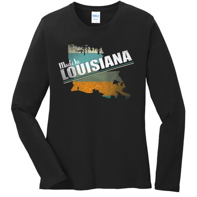 Louisiana State Flag Souvenir Gift Ladies Long Sleeve Shirt