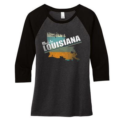 Louisiana State Flag Souvenir Gift Women's Tri-Blend 3/4-Sleeve Raglan Shirt