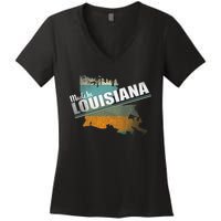 Louisiana State Flag Souvenir Gift Women's V-Neck T-Shirt