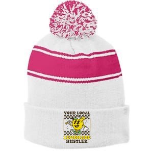 Lemon Stand Funny Lemonade Entrepreneur For Boy Girl Crew Stripe Pom Pom Beanie