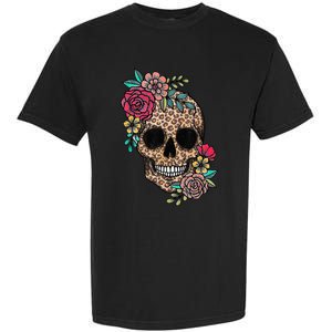 Loves Skull Flower Leopard Cheetah Skull Garment-Dyed Heavyweight T-Shirt