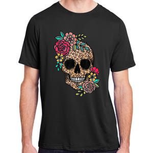 Loves Skull Flower Leopard Cheetah Skull Adult ChromaSoft Performance T-Shirt