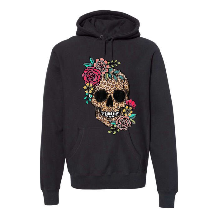 Loves Skull Flower Leopard Cheetah Skull Premium Hoodie