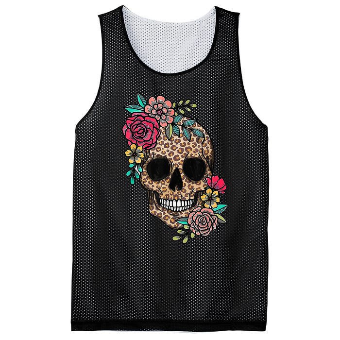 Loves Skull Flower Leopard Cheetah Skull Mesh Reversible Basketball Jersey Tank