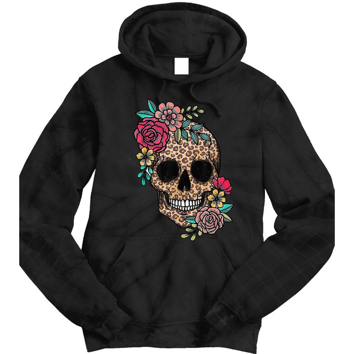 Loves Skull Flower Leopard Cheetah Skull Tie Dye Hoodie