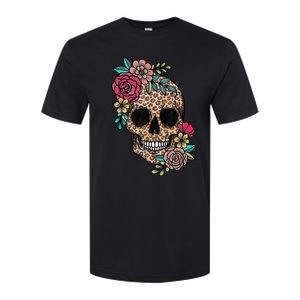 Loves Skull Flower Leopard Cheetah Skull Softstyle CVC T-Shirt