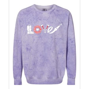 Love Support Firefighters Logo Colorblast Crewneck Sweatshirt