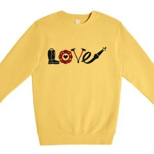 Love Support Firefighters Logo Premium Crewneck Sweatshirt