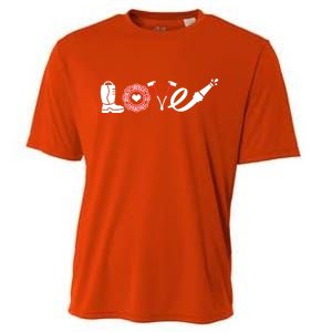 Love Support Firefighters Logo Cooling Performance Crew T-Shirt