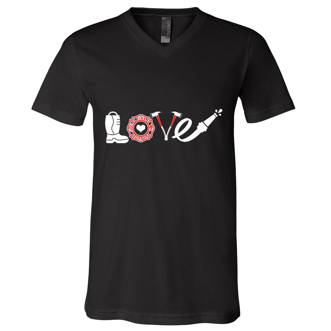 Love Support Firefighters Logo V-Neck T-Shirt