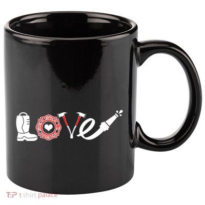 Love Support Firefighters Logo 11oz C Handle Ceramic Mug