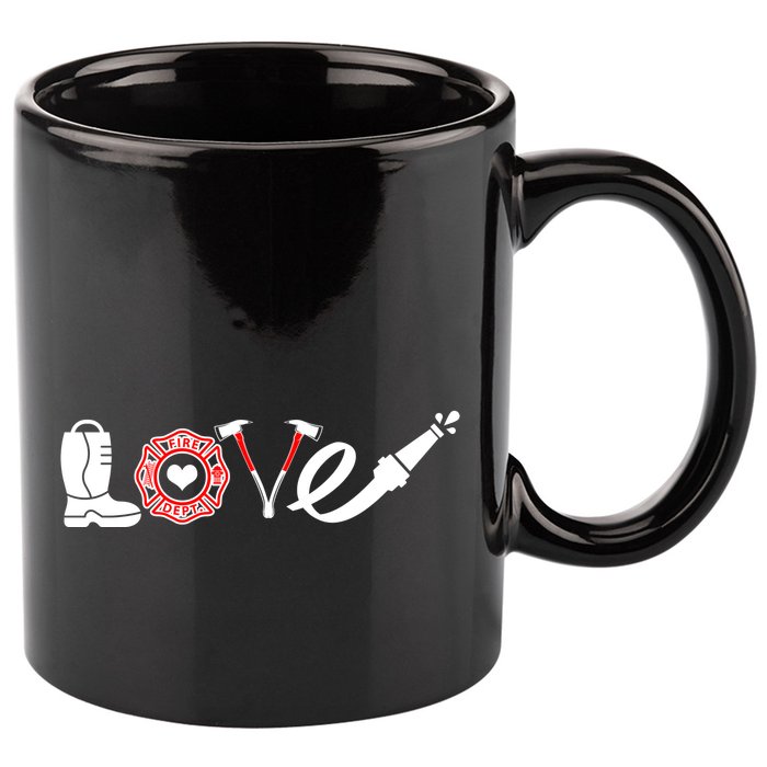 Love Support Firefighters Logo 11oz C Handle Ceramic Mug