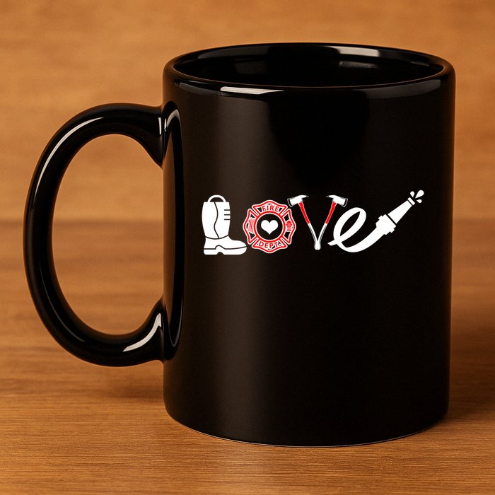 Love Support Firefighters Logo 11oz C Handle Ceramic Mug