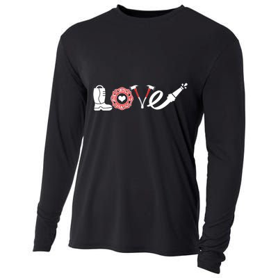 Love Support Firefighters Logo Cooling Performance Long Sleeve Crew