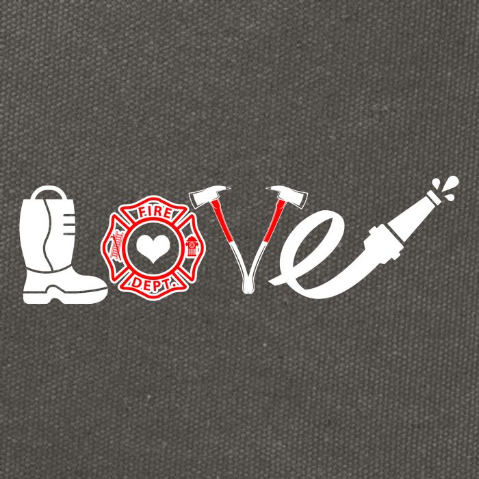 Love Support Firefighters Logo Cotton Canvas Backpack