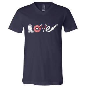 Love Support Firefighters Logo V-Neck T-Shirt