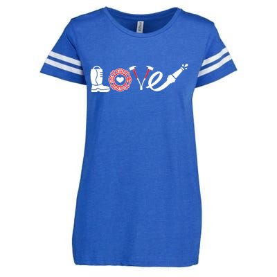 Love Support Firefighters Logo Enza Ladies Jersey Football T-Shirt