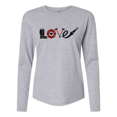 Love Support Firefighters Logo Womens Cotton Relaxed Long Sleeve T-Shirt