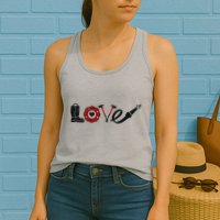 Love Support Firefighters Logo Womens Tank Top