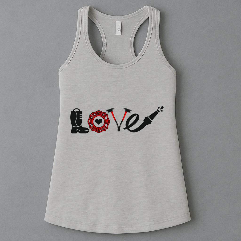 Love Support Firefighters Logo Womens Tank Top