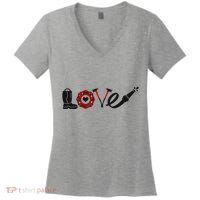 Love Support Firefighters Logo Women's V-Neck T-Shirt