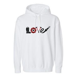 Love Support Firefighters Logo Garment-Dyed Fleece Hoodie