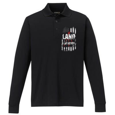 Land Surveying Flag Funny Surveyor Gifts Performance Long Sleeve Polo