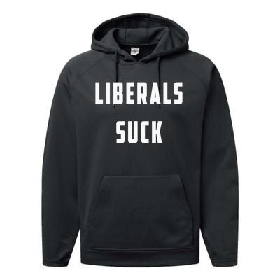 Liberals Suck Funny Liberal Performance Fleece Hoodie