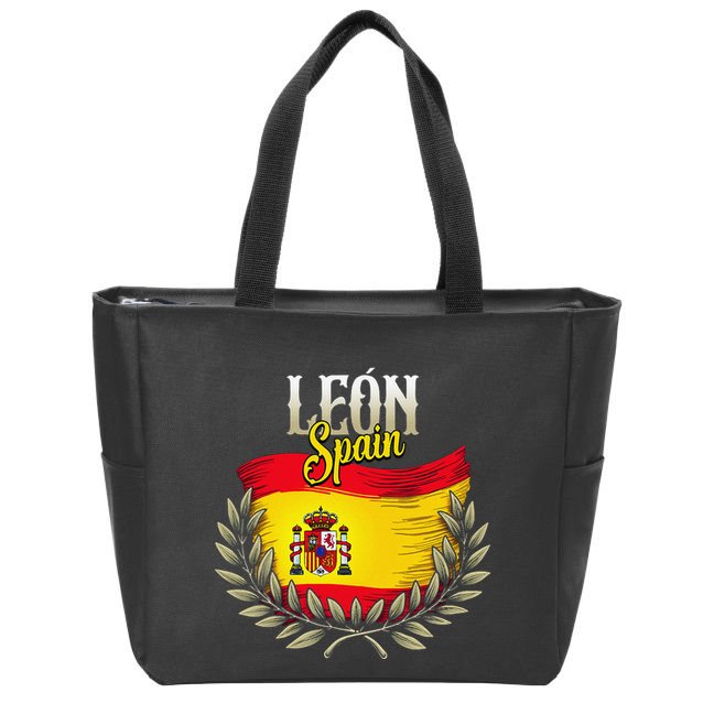 Leon Spain Flag Spanish City Leon Vacation Travel Zip Tote Bag