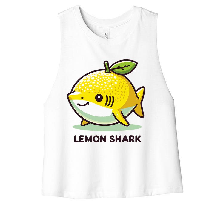 Lemon Shark Funny Animal Made Of Fruit Women's Racerback Cropped Tank