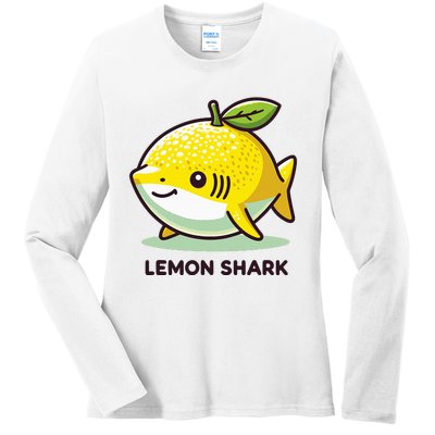 Lemon Shark Funny Animal Made Of Fruit Ladies Long Sleeve Shirt