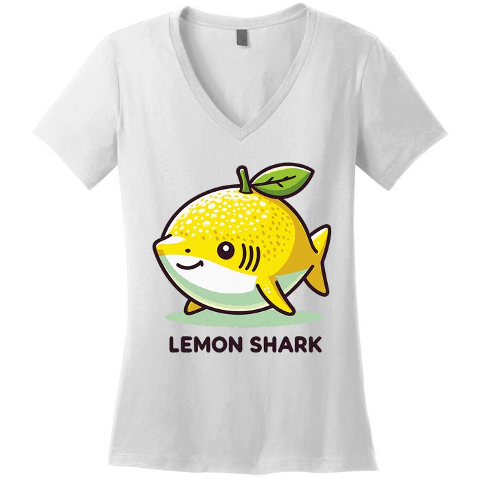 Lemon Shark Funny Animal Made Of Fruit Women's V-Neck T-Shirt