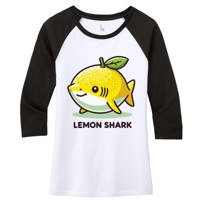 Lemon Shark Funny Animal Made Of Fruit Women's Tri-Blend 3/4-Sleeve Raglan Shirt