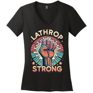 Lathrop Strong Fist Of Power Women's V-Neck T-Shirt