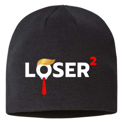 Loser Squared Funny Anti Trump 2024 Nope Not Again Sustainable Beanie
