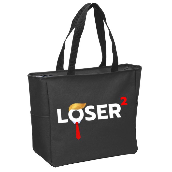 Loser Squared Funny Anti Trump 2024 Nope Not Again Zip Tote Bag