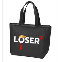 Loser Squared Funny Anti Trump 2024 Nope Not Again Zip Tote Bag