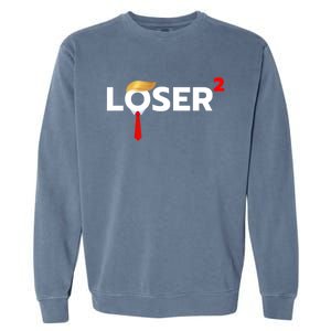 Loser Squared Funny Anti Trump 2024 Nope Not Again Garment-Dyed Sweatshirt