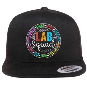 Lab Squad Funny Lab Week 2024 Medical Laboratory Technician Flat Bill Trucker Hat