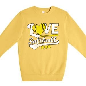 Love Softball For N And Cute Softball Lovers Meaningful Gift Premium Crewneck Sweatshirt