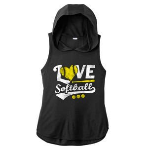 Love Softball For N And Cute Softball Lovers Meaningful Gift Ladies PosiCharge Tri-Blend Wicking Draft Hoodie Tank