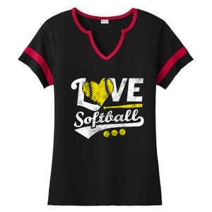 Love Softball For N And Cute Softball Lovers Meaningful Gift Ladies Halftime Notch Neck Tee