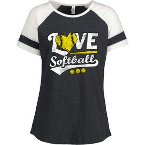 Love Softball For N And Cute Softball Lovers Meaningful Gift Enza Ladies Jersey Colorblock Tee